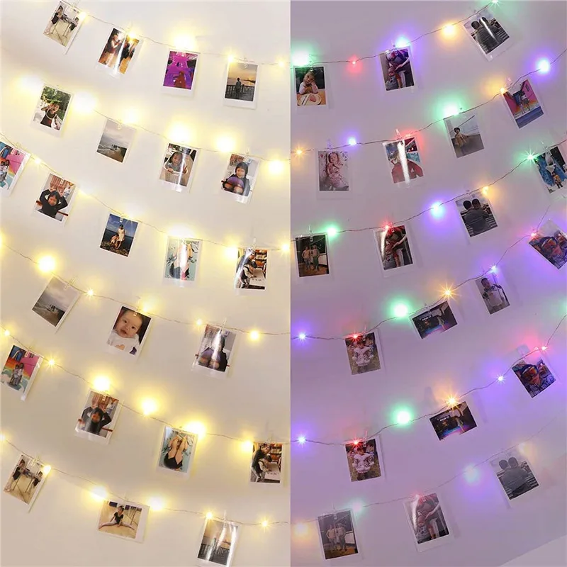 LED String Lights 2M/5M/10M Photo Clip Fairy Lights USB Battery Operated  Garland Christmas Tree Decoration Wedding Decor