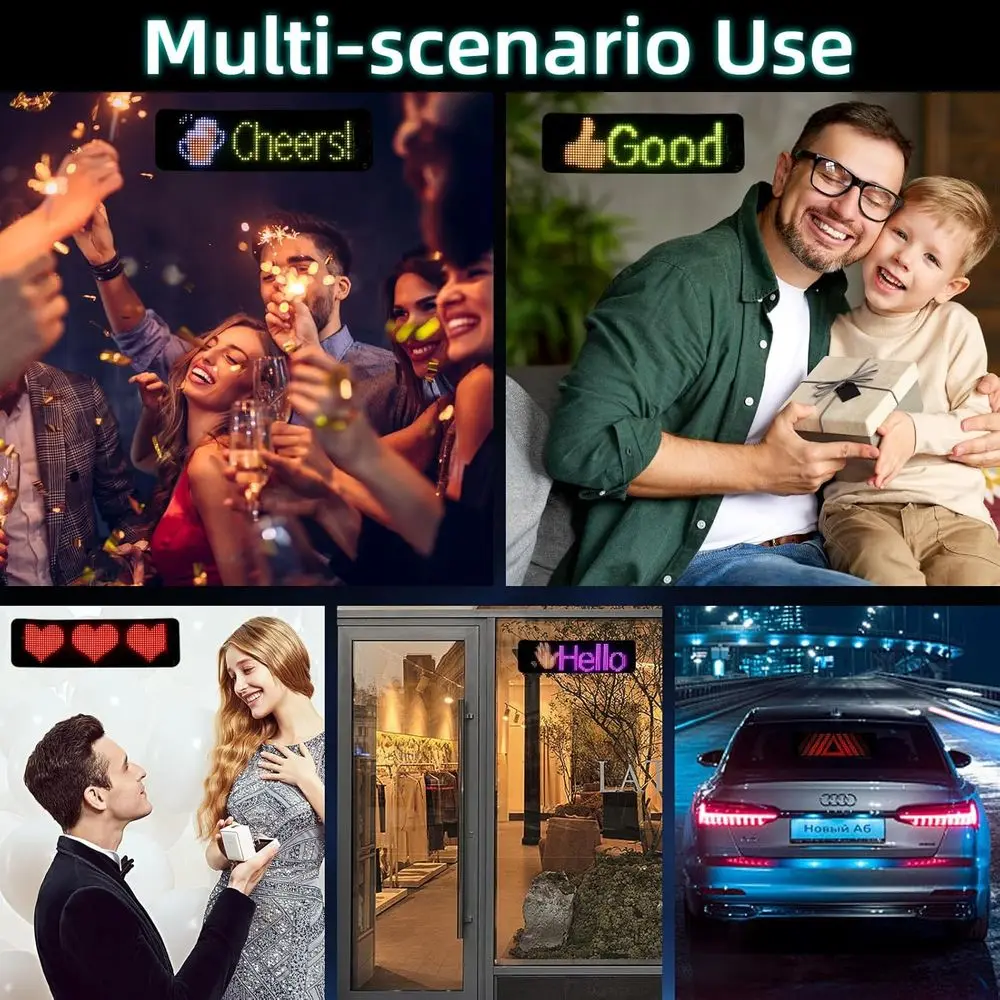 Cartello per auto LED impermeabile 23,6x4,7 in confezione da 2 con telecomando per parabrezza - Luce Devil's Eyes