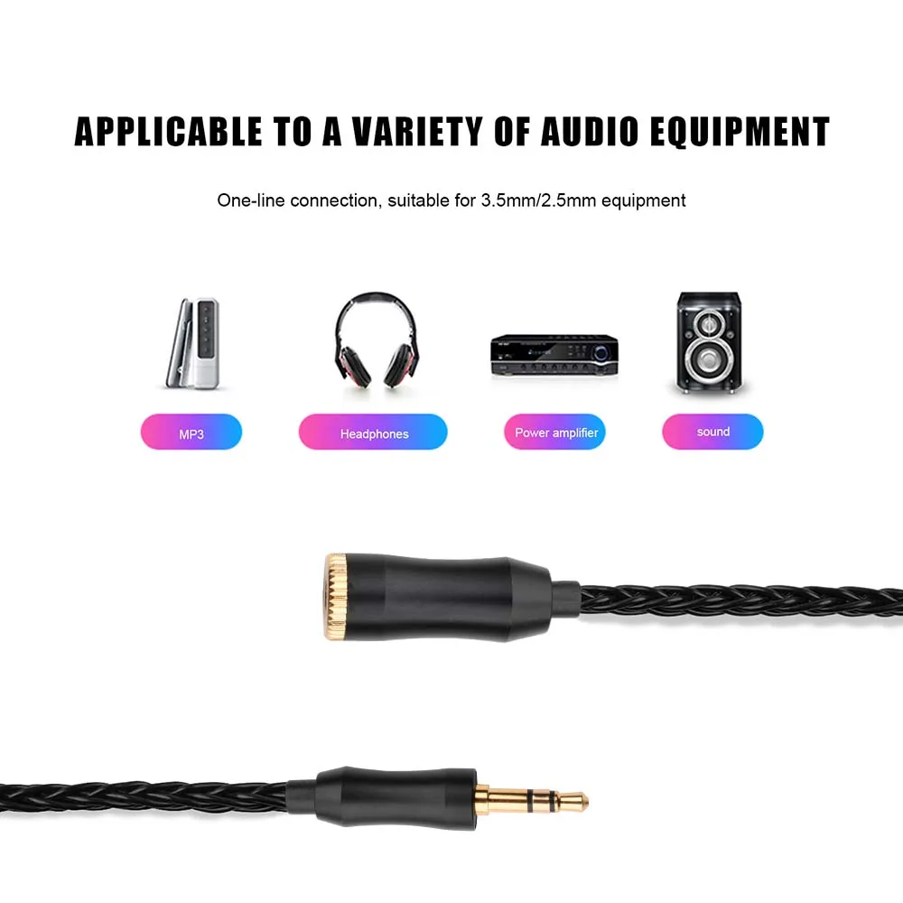 8 Core No-Oxygen Copper Silver-plated Connector Carbon Fiber Male to Female Conversion Earphone Balanced Stereo Audio Cable