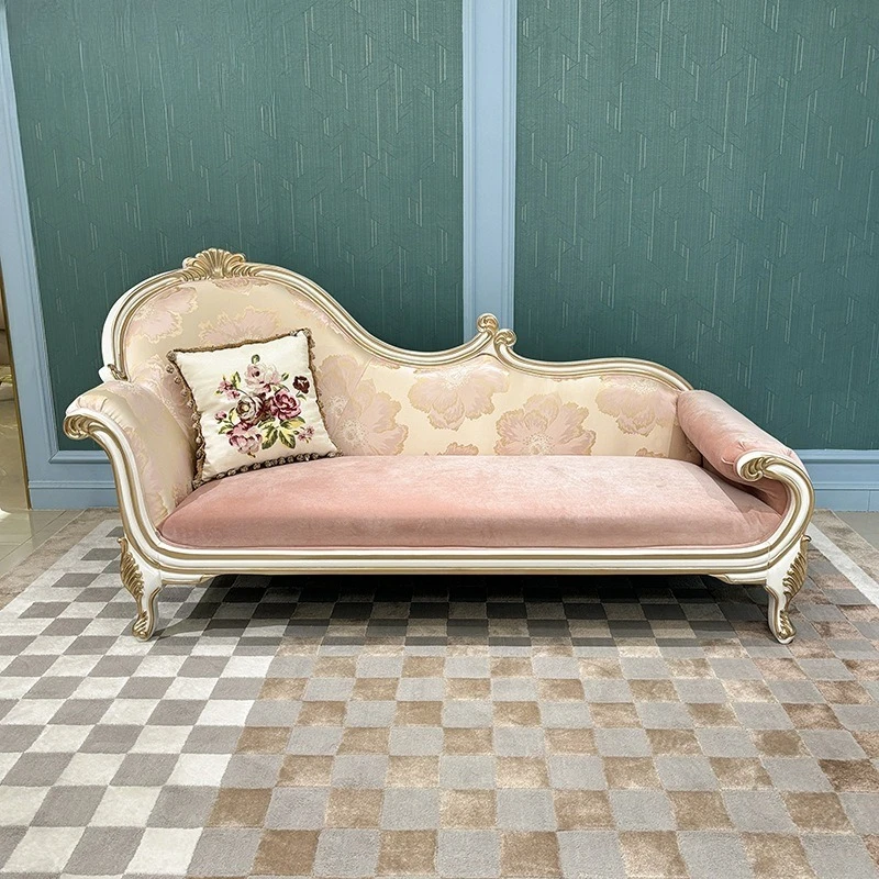 French fabric chaise longue, European court beauty couch neoclassical embroidery