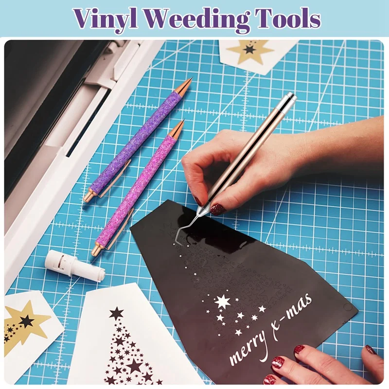 Vinil Weeding Tool Kit com luz LED, Pin Pen, 5 cabeça, 2 Air Release rodo, durável, 10 pcs