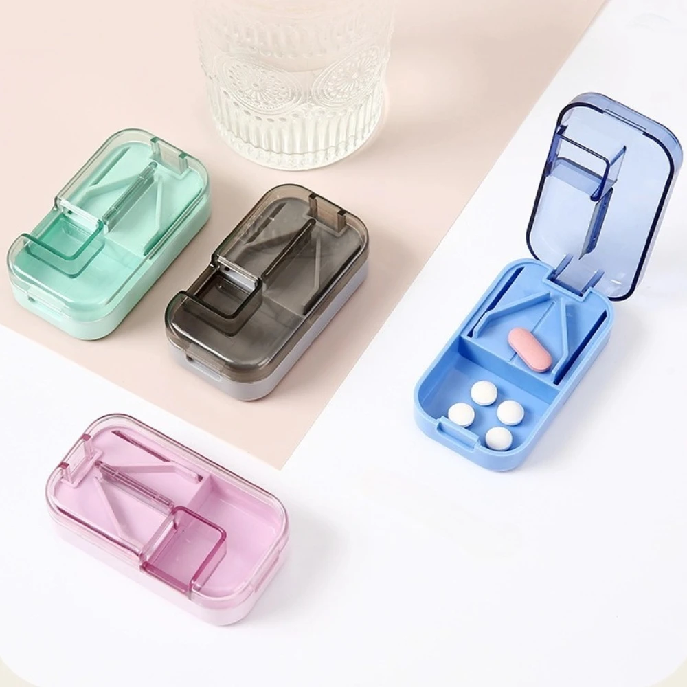 Pill Cutter Box Portable Medicine Splitter Multifunctional Drug Storage Box 1/2 Tablet Divider Household Cutting Organizer Tool