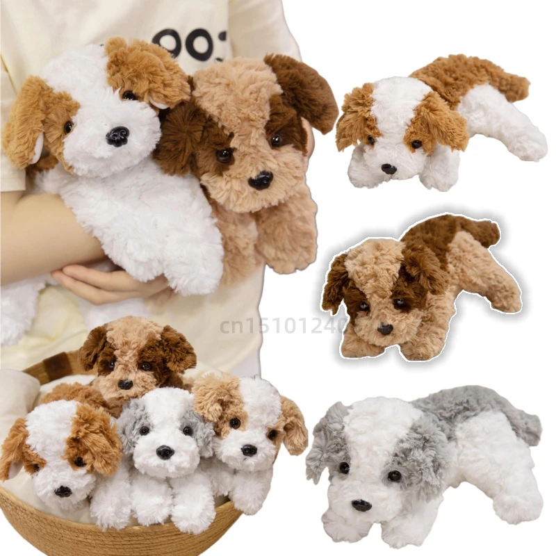 32-48cm Simulation Lying little Suckling Dog Curly Hair Plush Toys Creative Party Decor Super Soft Pilliw Dolls Christmas Gifts