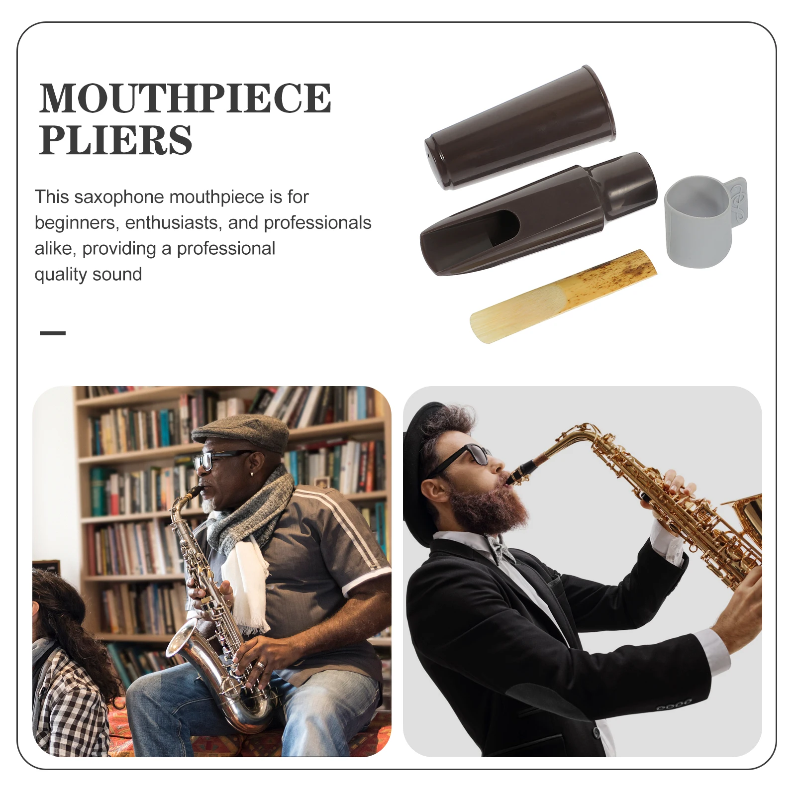 

1 set Saxophone Mouthpiece Clamp Plastic Silicone Wood Ligature Cap Cover for Alto Sax Accessories Durable Reeds Long Lifespan