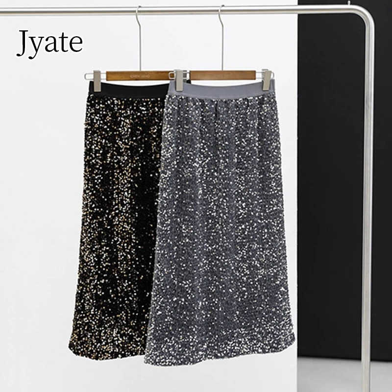 2024 Spring Summer Sequin Long Skirts BlingBling Fashion Party Women Skirt Elegant Chic Slit Shinny Luxury Female Skirt New