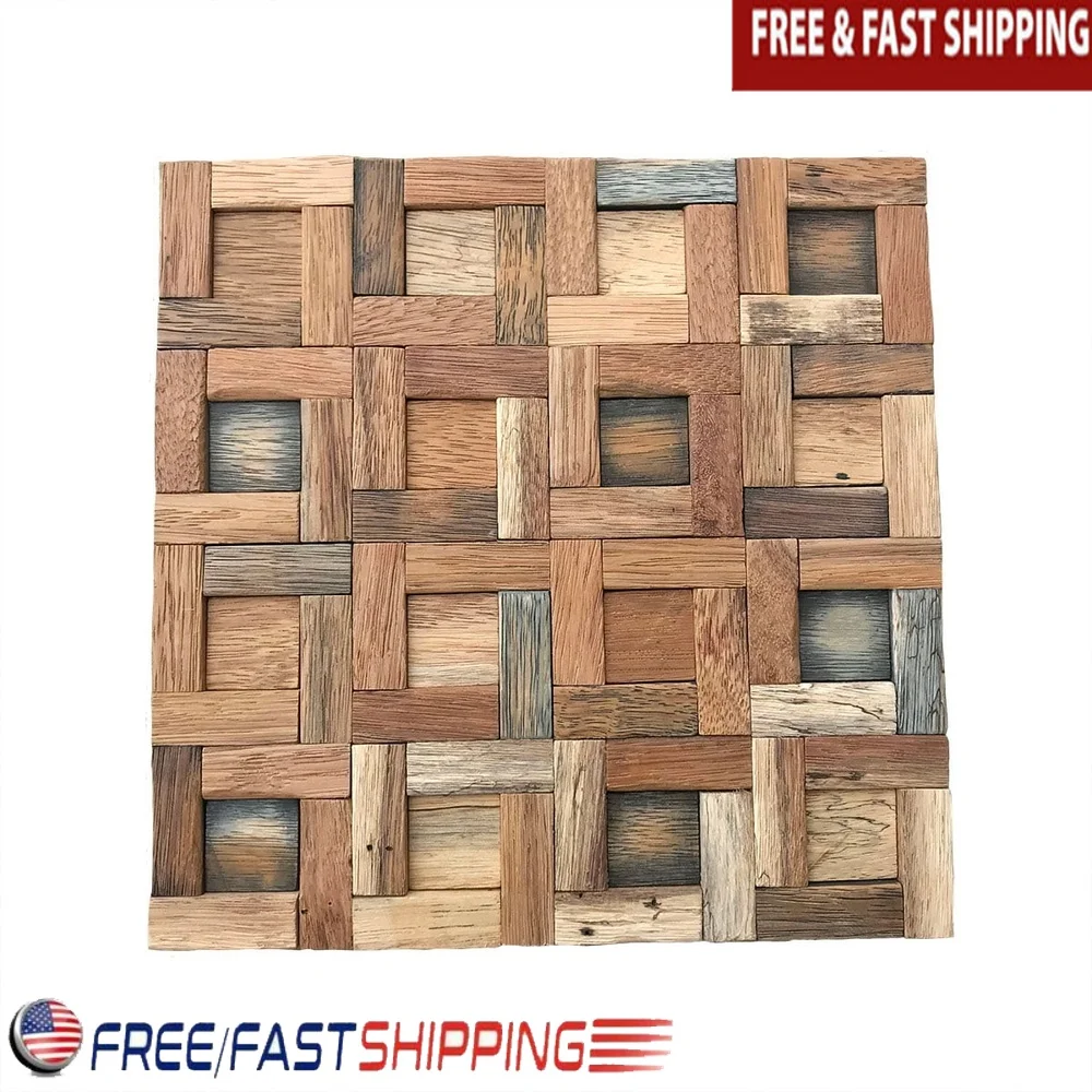 

Натуральная мелиорированная деревянная мозаика, настенная плитка, декоративные панели, простая установка «сделай сам», деревенский акцент, настенная функция для дома или бизнеса