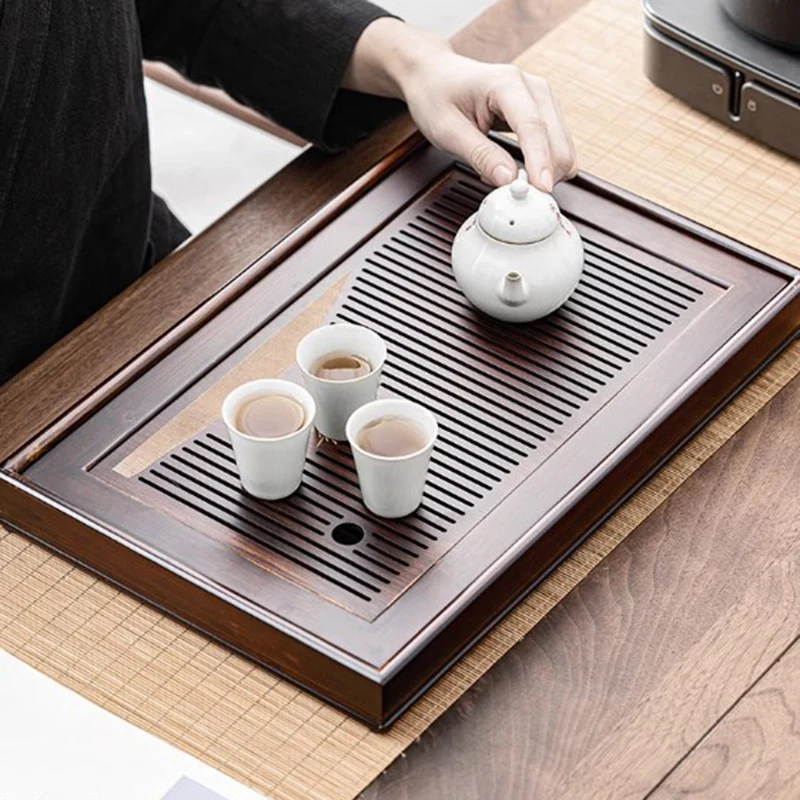 

Square Bamboo Tea Tray Japan Big Antique Black Tray Luxury Table Bandeja Decorativa Centro De Mesa Tea Ceremony Accessories