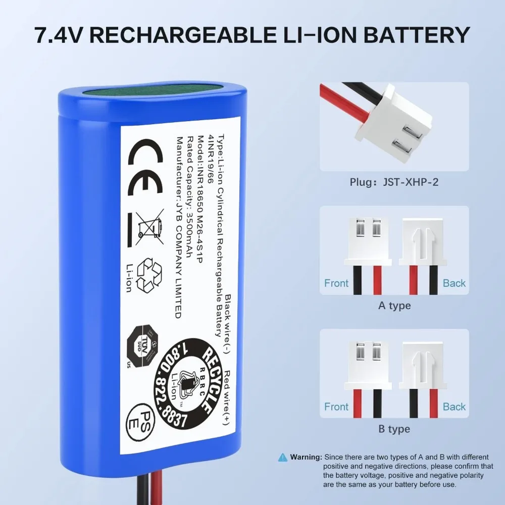 

7.4V 3500mAh Li-ion Rechargeable Battery Pack XHP-2 Connector for Speaker Walkie Talkie Remote Control Toy Outdoor Light