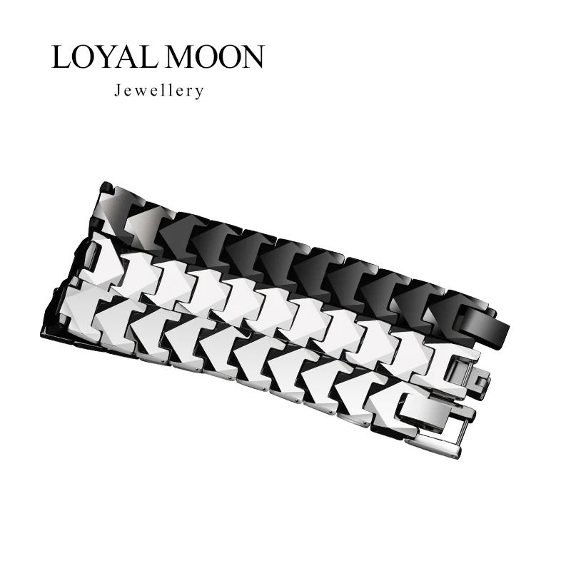 Loyal Moon Tungsten Bracelets For Men and Women Couples High Polished Inlay Health Magnetic Stones Three Color, Customized