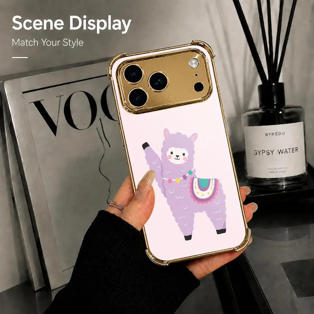 Dopamine Cartoon Animals Phone Case For iPhone 18 17 16 Pro Max Plus Electroplated Metal Frame Airbag Corner Protection Cover