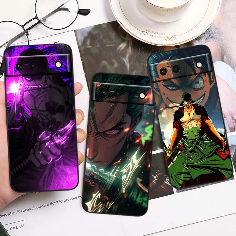 

Zoro Anime One Piece Cartoon For Google Pixel 9 8 7A 7 6A 6 5A 5 4 4A XL 5G Black Silicon Shockproof Shell TPU Phone Case