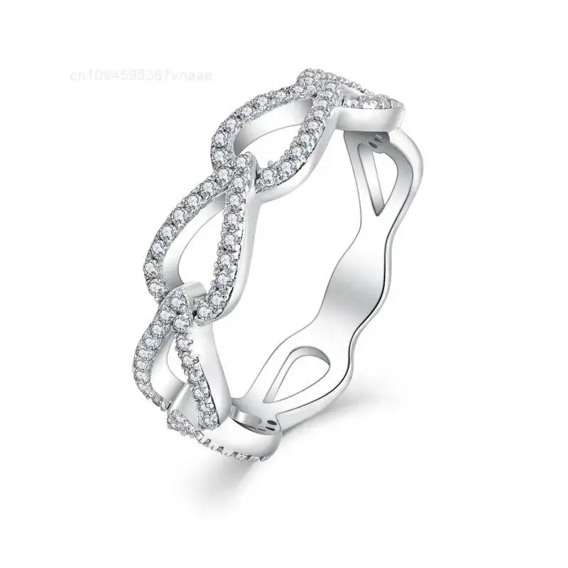 Fashion Custom Gold Plated Sterling Silver Gemstone VVS Moissanite Diamond Cuban Link Chain Wedding Ring for Men or Women