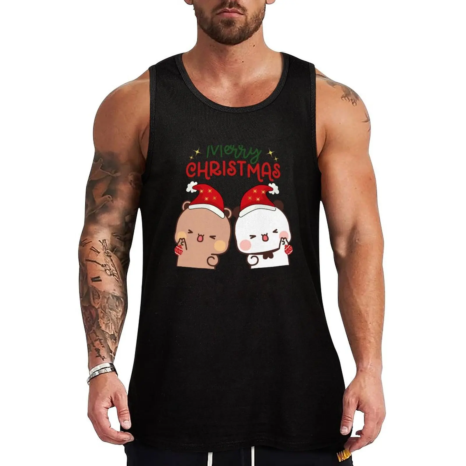 Merry Christmas from DuDu Bear and BuBu Panda Tank Top Relaxed Casual Tank Top Summer Loose Sleeveless Tee