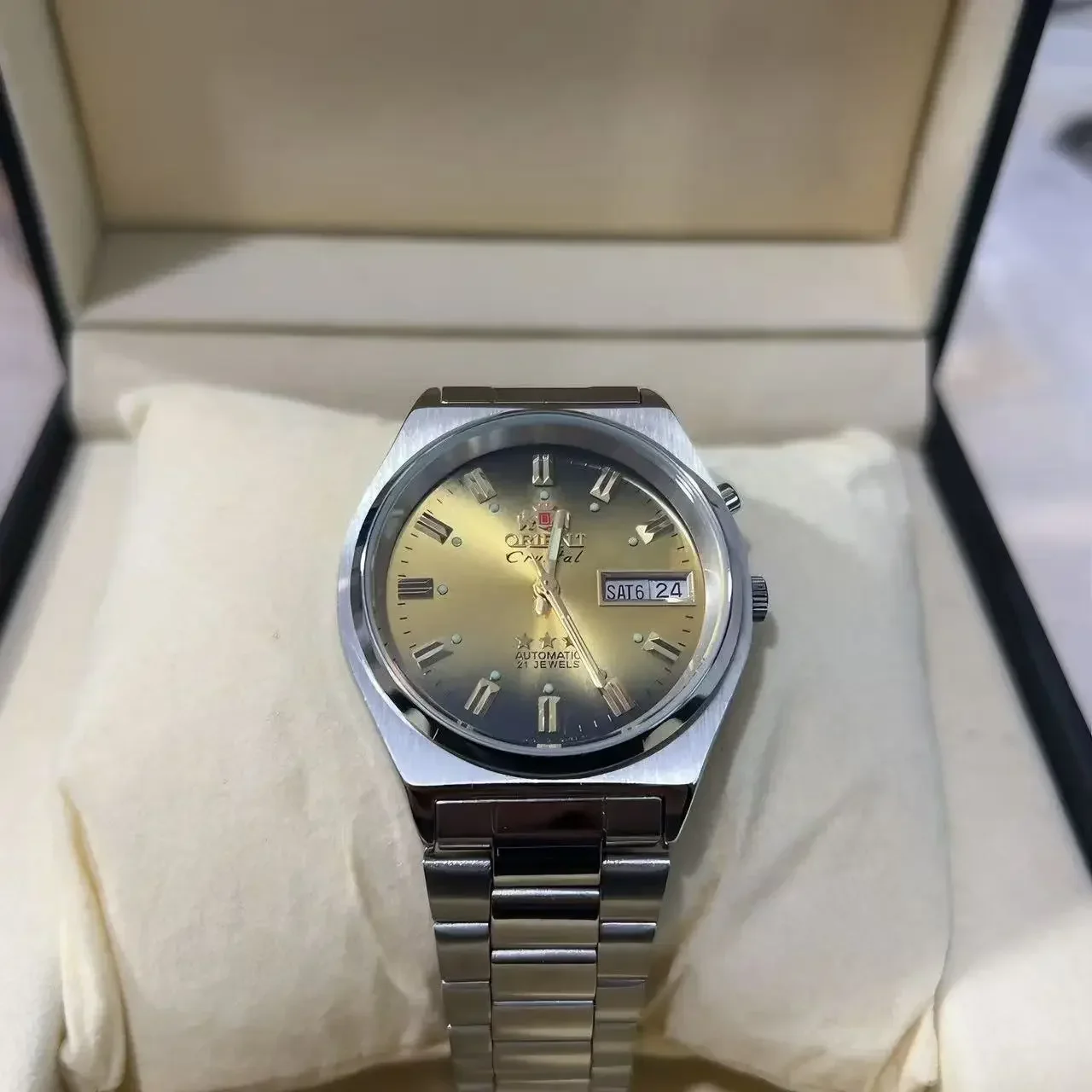 DFDG 35MM Unisex Mechanical Watch Steel Strap Folding Clasp Full Function World Time Orient Watch Series