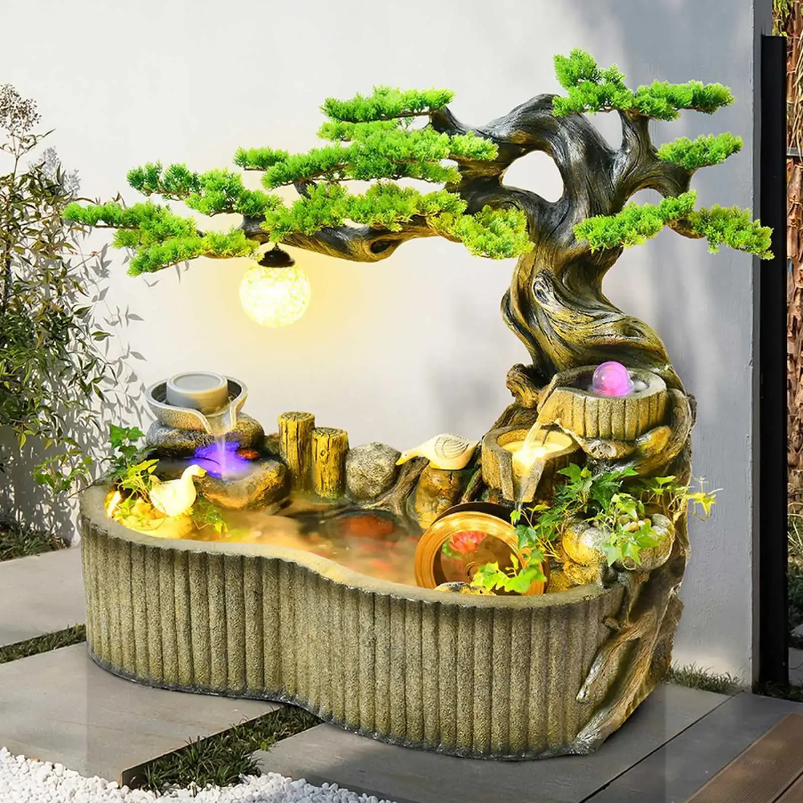 Flowing water fountain feng shui wheel balcony ornament garden courtyard pastoral fish pond rockery landscaping layout stone