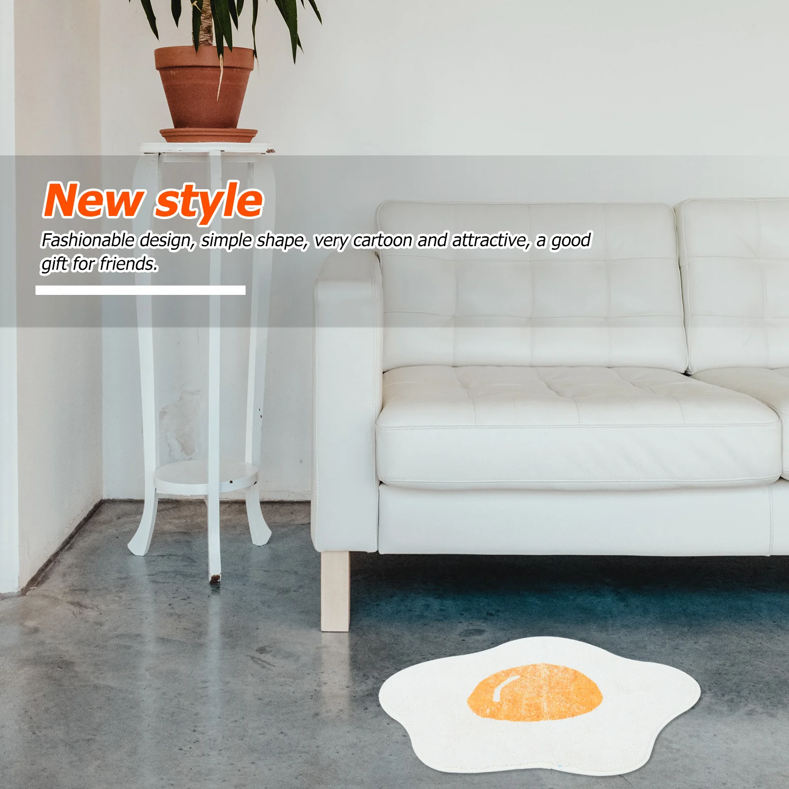 

Luxury Shaggy Poached Egg Pattern Floor Mat Non-Slip Water Absorbent Bathroom Carpet for Home Bedroom Living Room Decorative