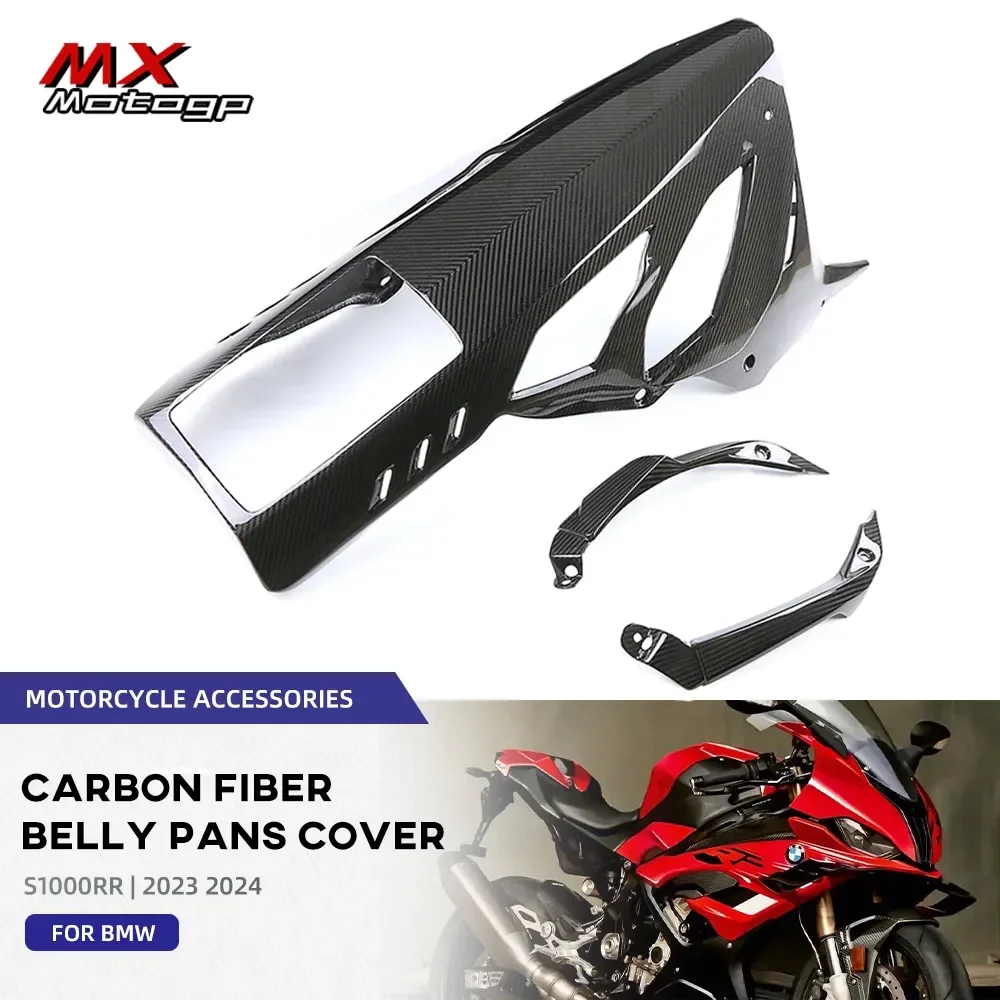 For BMW S1000RR 2023 S1000 RR 2024 Carbon Fiber Belly Pan Lower Engine Exhaust Cover Fairing Kits Motorcycle Modified Parts