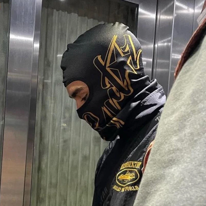 

Унисекс-шапка-маска для улицы с буквенным принтом, модный аксессуар, мужская и женская шапка с принтом, трендовая брендовая маска для лица