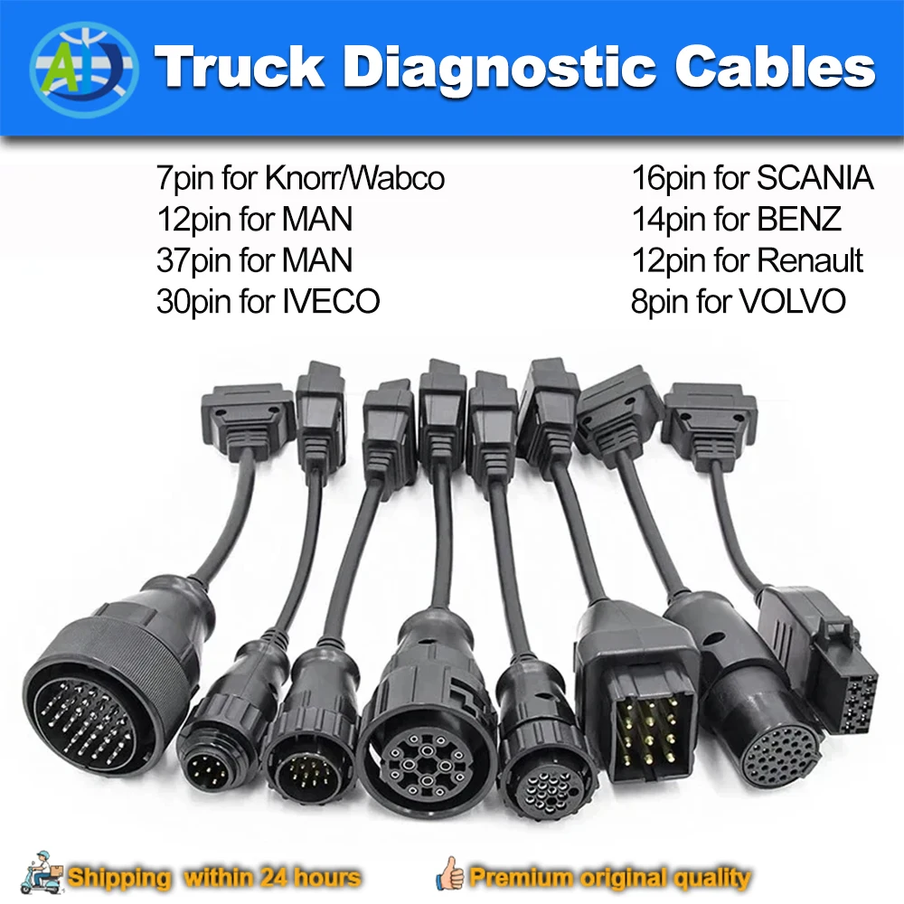 Truck Diagnostic Cable For Autocom CDP+ DS150 TCS Heavy Duty Trailer OBDII Cable For Knorr/MAN/IVECO/SCANIA/BENZ/Renault/VOLVO