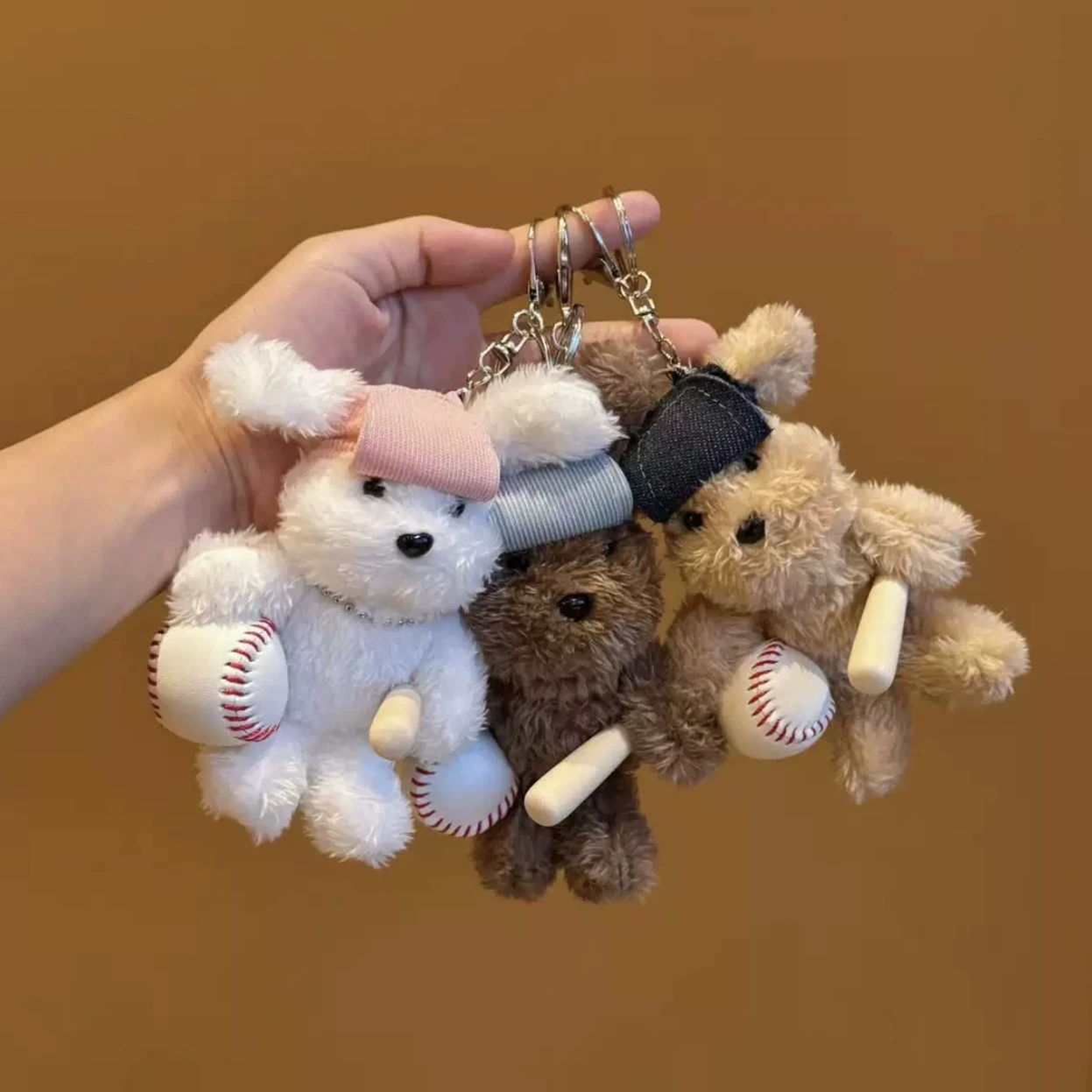 Lindo Perro de Peluche con Gorra de Béisbol, Llavero Decorativo para Bolsa, Colgante de Animal de Dibujos Animados, Accesorio para Bolsa, Regalos para Niños