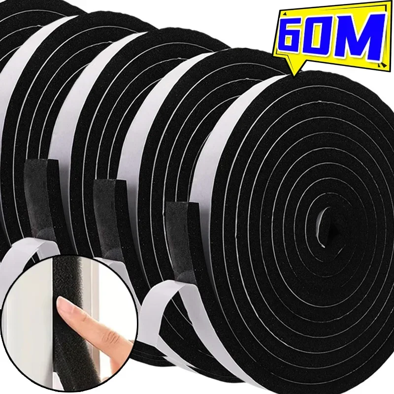 Foam Door Window Sealing Strip Weather Stripping Soundproof Windproof Dustproof Draught Insulation Self-Adhesive Tape Gap Sponge