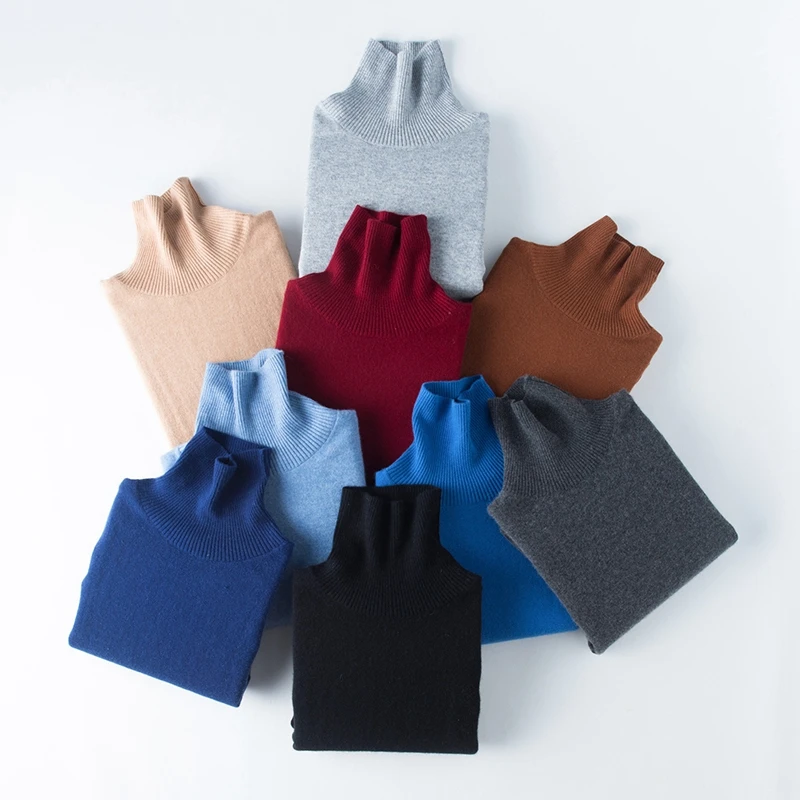 

Мужской свитер с высоким воротником, осенне-зимние толстые пуловеры, трикотаж из 100% кашемира, с длинными рукавами, умная повседневная одежда высокого качества