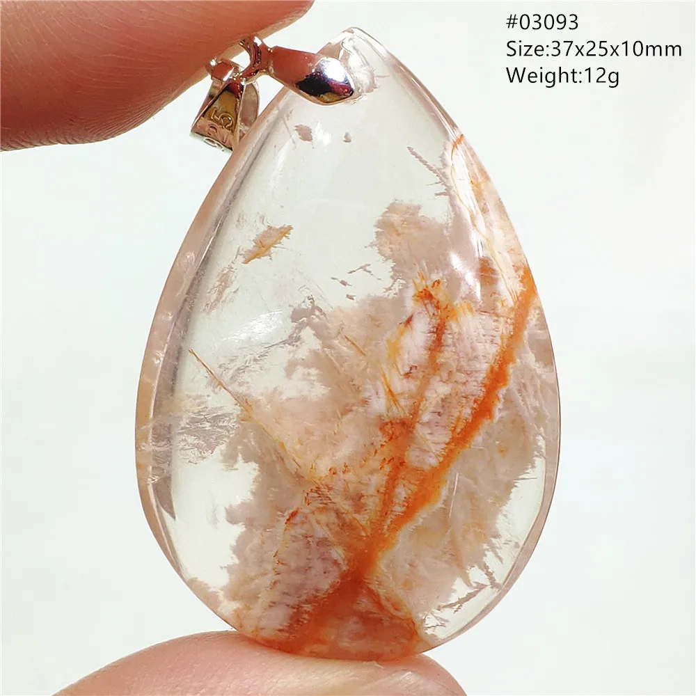 

Genuine Natural White Phantom Orange Sericite Snow Pendant Brazil For Women Man Rare Stone Fashion Jewelry AAAAAA