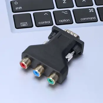 Převodník VGA samec na 3 RCA samice, měděný, pozlacený, VGA samec na 3 RCA samice, video a audio adaptér, černý 8 nejlepší prodej adaptér z koaxiálního na VGA - №6
