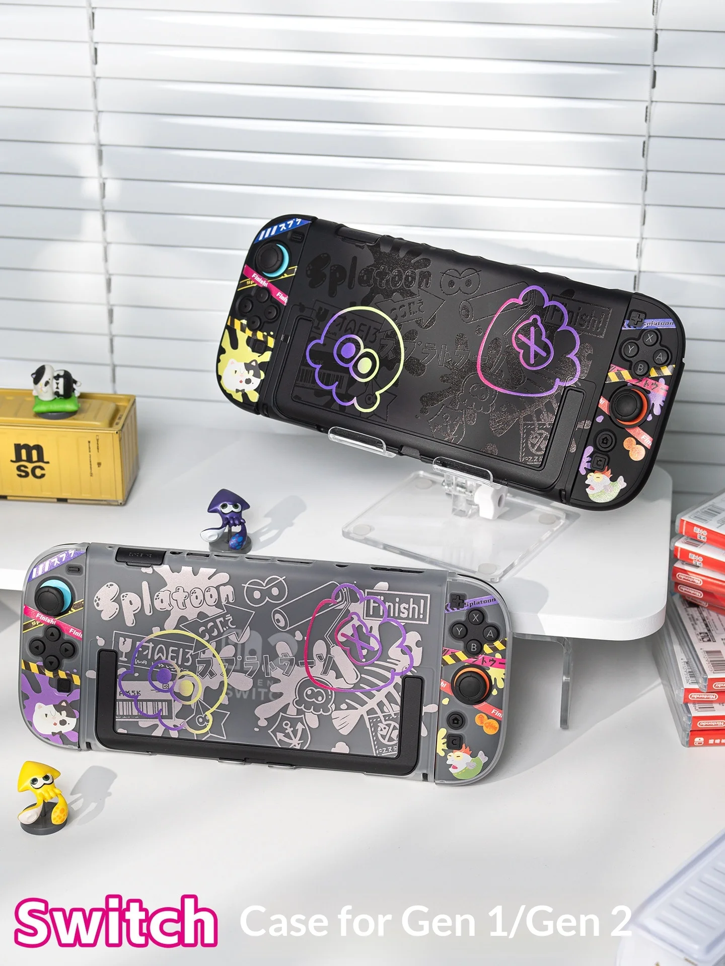 In Stock Switch 2 Oled Protective Case Hard Shell Dockable Splatoon 3 Anti Scratch Shockproof Protective Cover For Adult Gamers view 3
