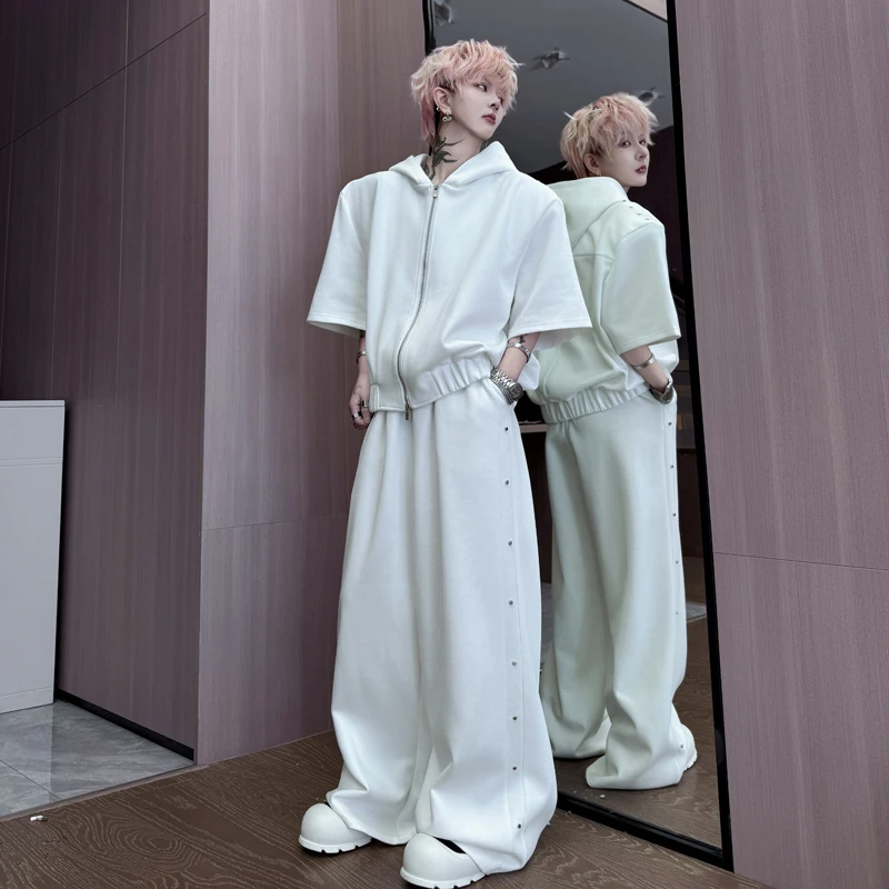 

Летний повседневный американский комплект: толстовка с капюшоном и длинными рукавами, кардиган, мужские брюки, костюм-двойка