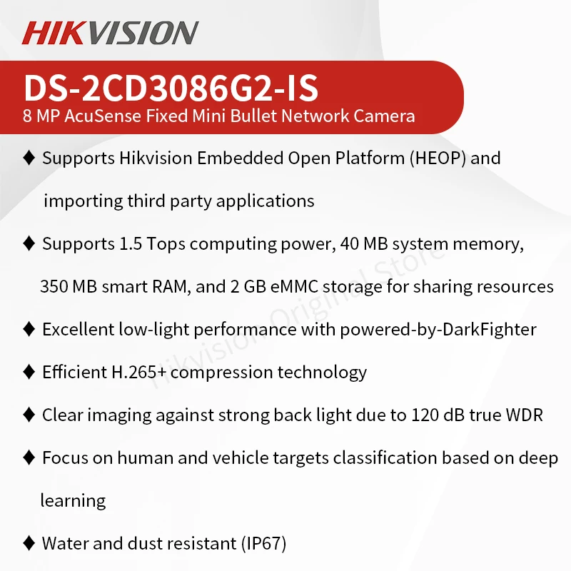 Imagem -02 - Hikvision-outdoor Night Vision Câmera ip Visão Noturna 4k Heop Segurança Ds2cd3086g2-is Alarme Porta de Áudio 8mp Darkfighter