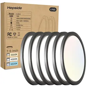 6PACK LED Flush Mount Ceiling Light, 3CCT Selectable 3000K4000K6500K 100W Equivalent Modern Kitchen Ceiling Light Fixture 15W 1