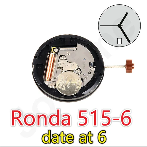 Imagen 2 del producto Movimiento Ronda 515 Suizo 515-6 Normtech Movimiento de cuarzo de 3 manecillas con fecha Accesorios Reparación de piezas de repuesto Movimiento de reloj