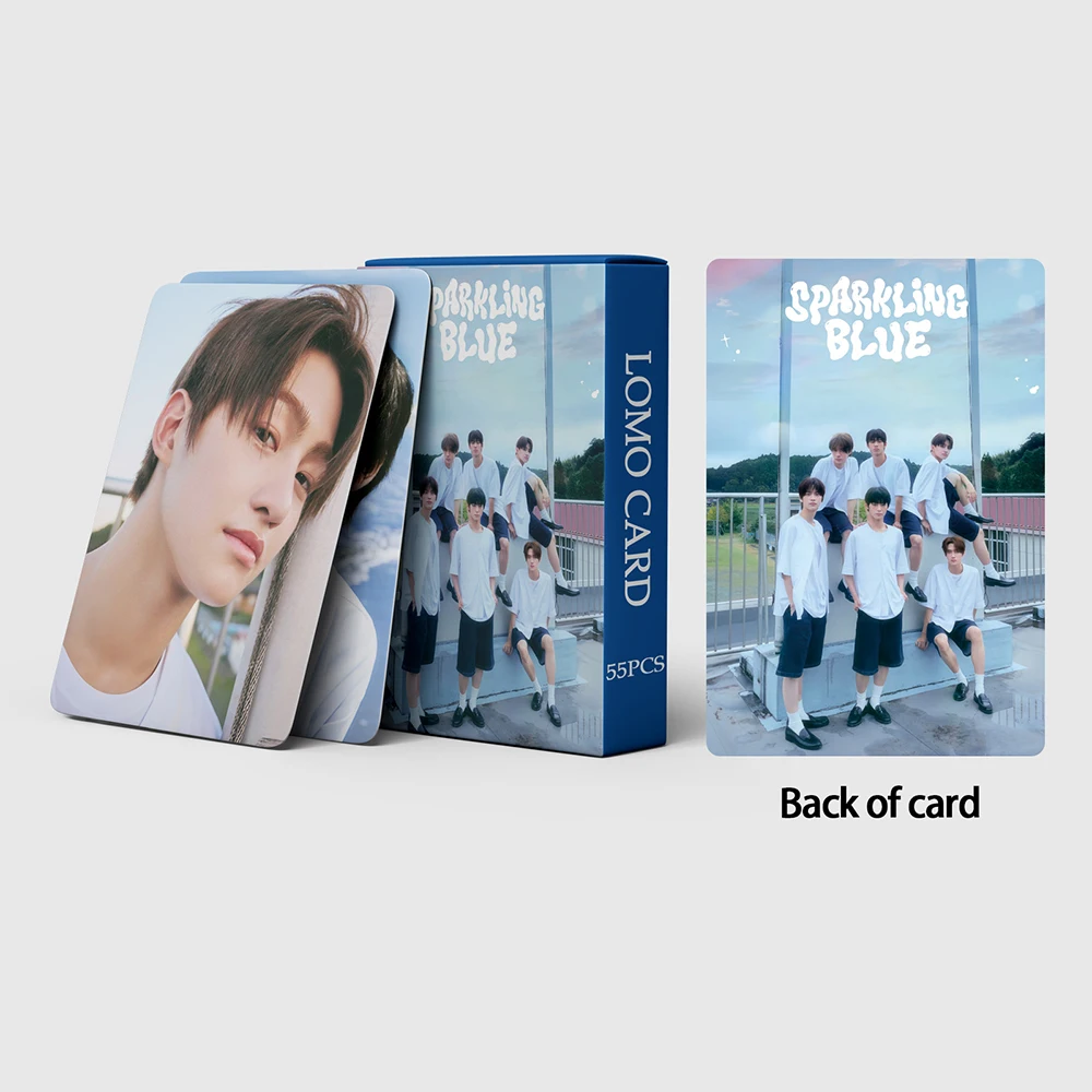 Tarjetas fotográficas azules brillantes, tarjetas LOMO, nuevo álbum, póster de fotos, regalo para fanáticos, Kpop, TWS, 55 piezas por juego