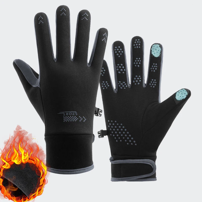 Winter Thick Fleece Warm Touch Screen Gloves Windproof Anti-Slip Adjustable Cuff Cycling Ski Driving Thermal Gloves Men Women