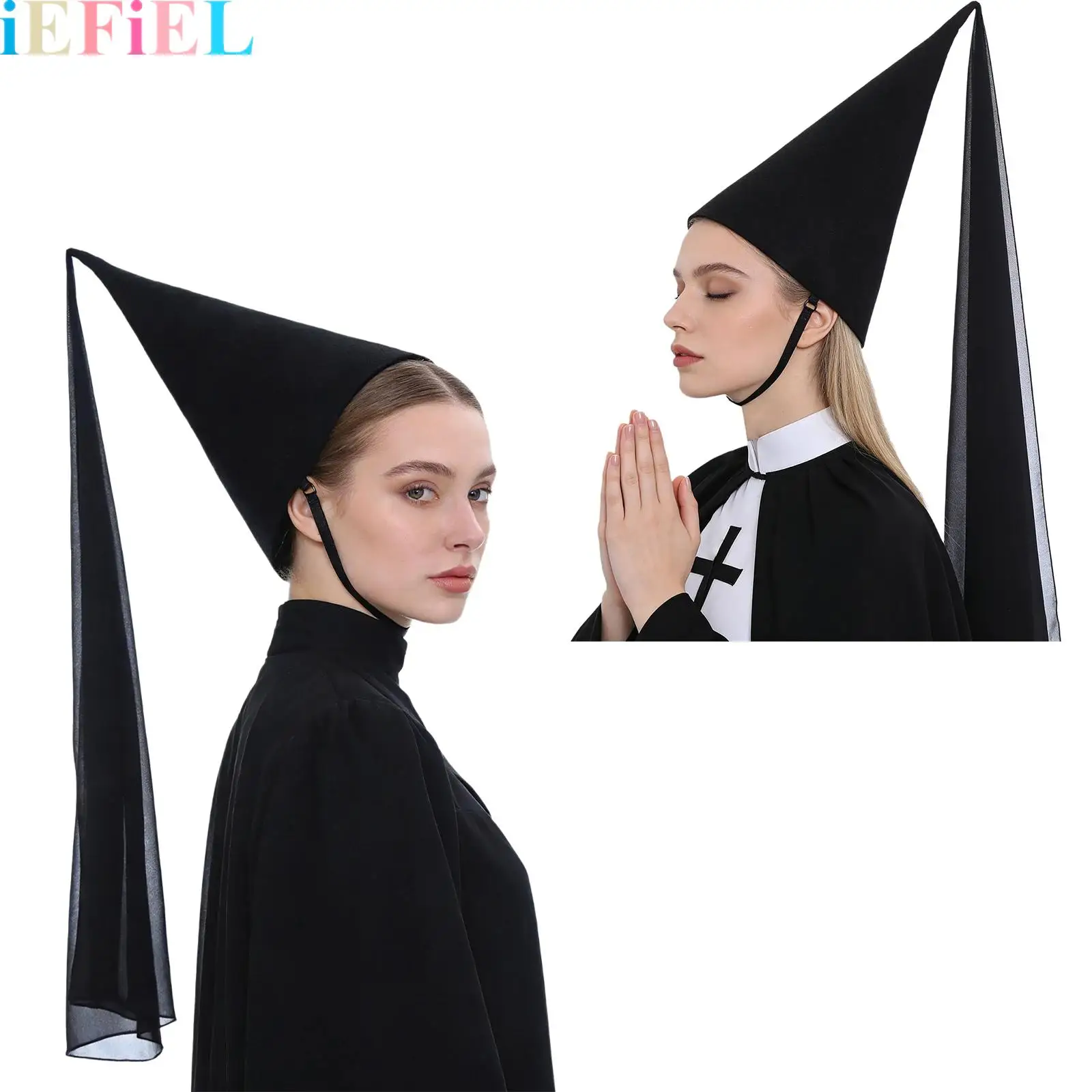 

Halloween Women Medieval Hennin Hat with Veil Cone Pointy Hat for Christmas Renaissance Costume Party