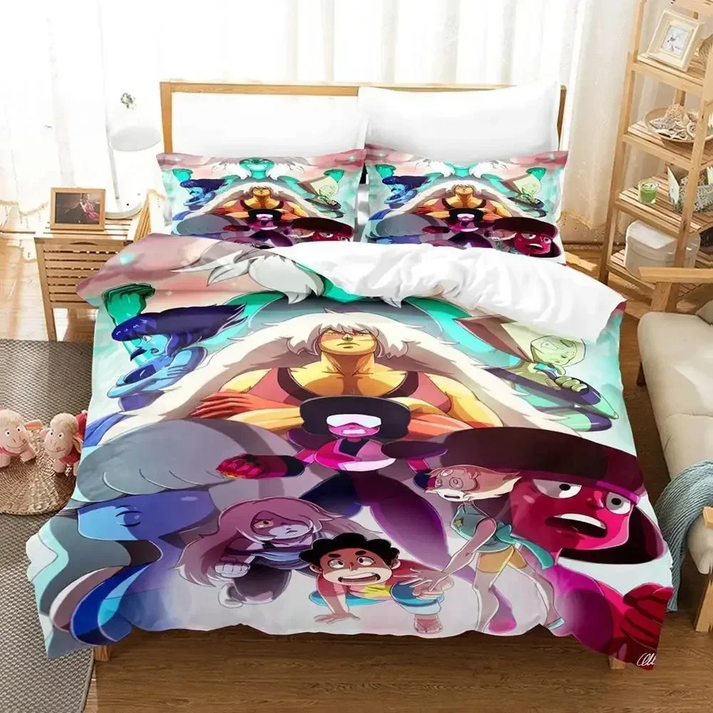 

New Kawaii Steven Universe Bedding Set Single Twin Full Queen King Size Bed Set Aldult Kid Bedroom 3D Print Anime Bed Sheet Set
