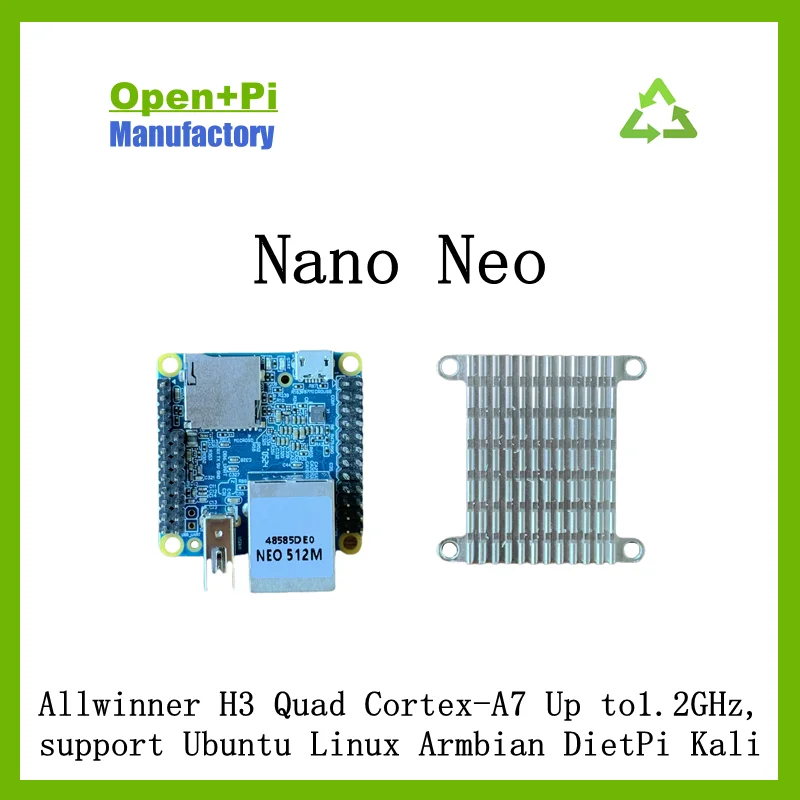 Select-Pi Nano Neo 512M RAM with HeatSink Allwinner H3 Quad Cortex-A7 Up to1.2GHz ,support Ubuntu Linux Armbian DietPi Kali