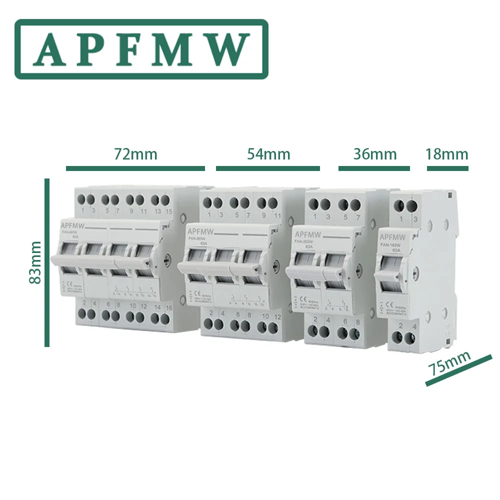 APFMW 40A 63A MTS Dual Power Manual Transfer Isolating Switch Interlock Circuit Breaker 1P 2P 3P 4P 230V Changeover Switch