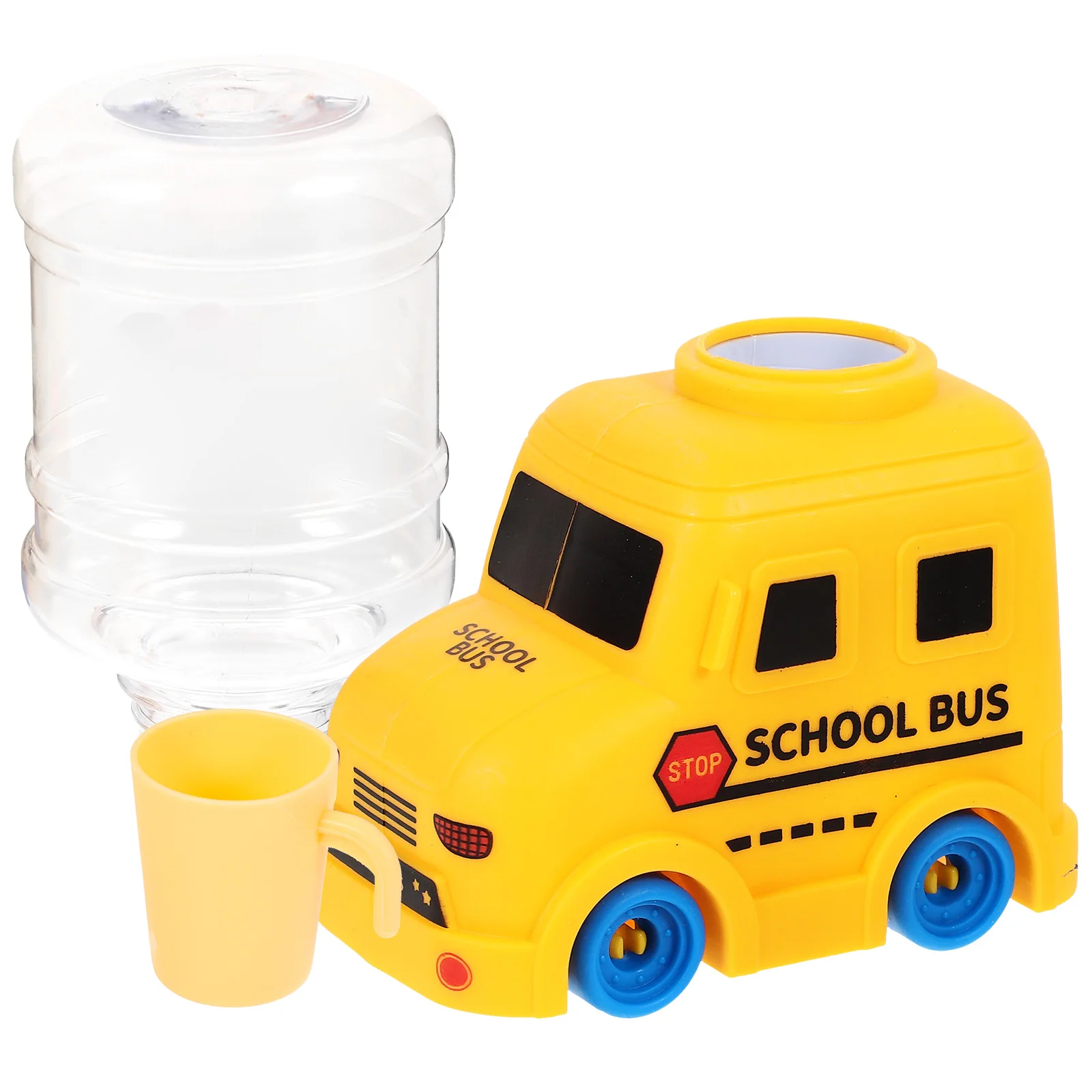 1pc Mini Wasser Dispenser Schule Bus Form Kinder Pretend Spielen Küchengerät Trinkbrunnen Für Kleinkinder Desktop Bildungs