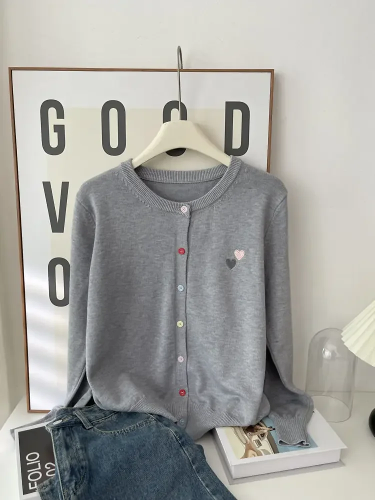 Fashion Versatile Women Sweater 2026 Autumn Winter Elegant Embroidered Women Knit Cardigan Long Sleeve Unique Colorful Buttons