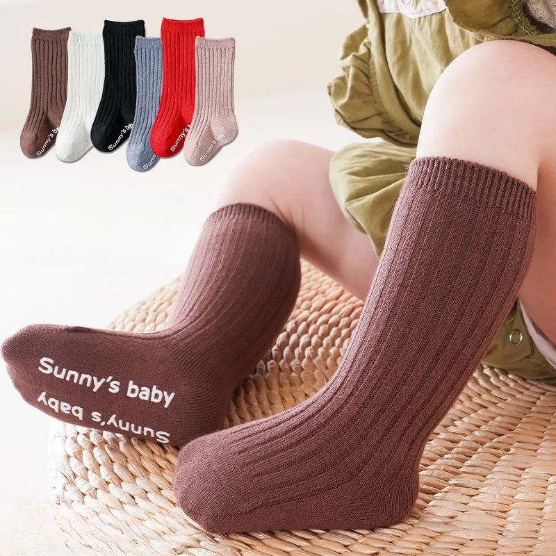 Spring and Autumn Children\'s New Fashion Cute Everything Boys and Girls Comfortable Breathable Baby Solid Color Cotton Socks