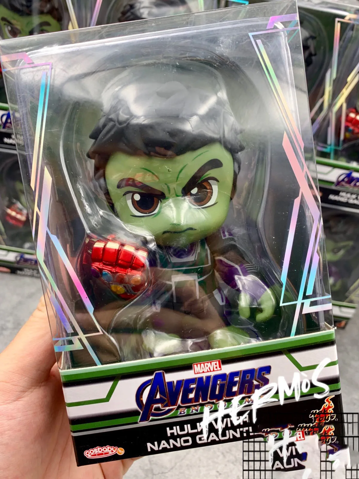 In Stock Original Hottoys COSBABY Cosb570 Hulk Avengers Endgame Nano Gauntlet Movie Character Model Collection Artwork Q Version