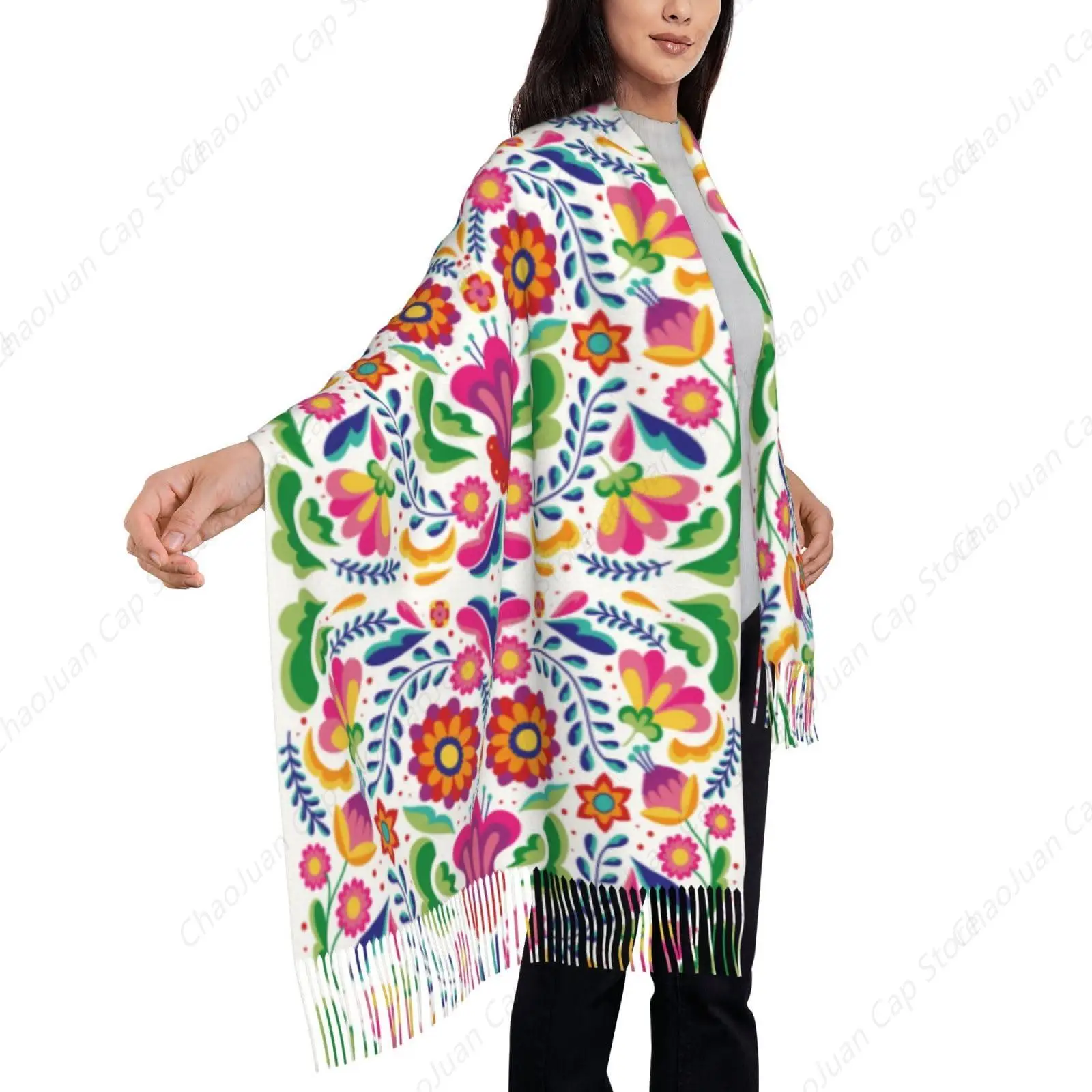 Shawls and Wraps for Women Mexican Floral Soft Large Warm Blanket Scarf for Evening Dresses