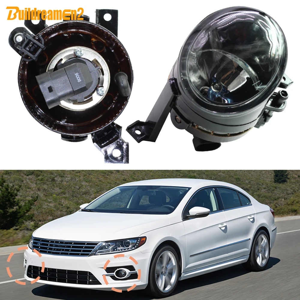 

2 Pieces Car Fog Light Assembly Lampshade + 9006 Halogen Bulb For VW Volkswagen CC Passat CC R-line 2012-2016 (Not fit Facelift)