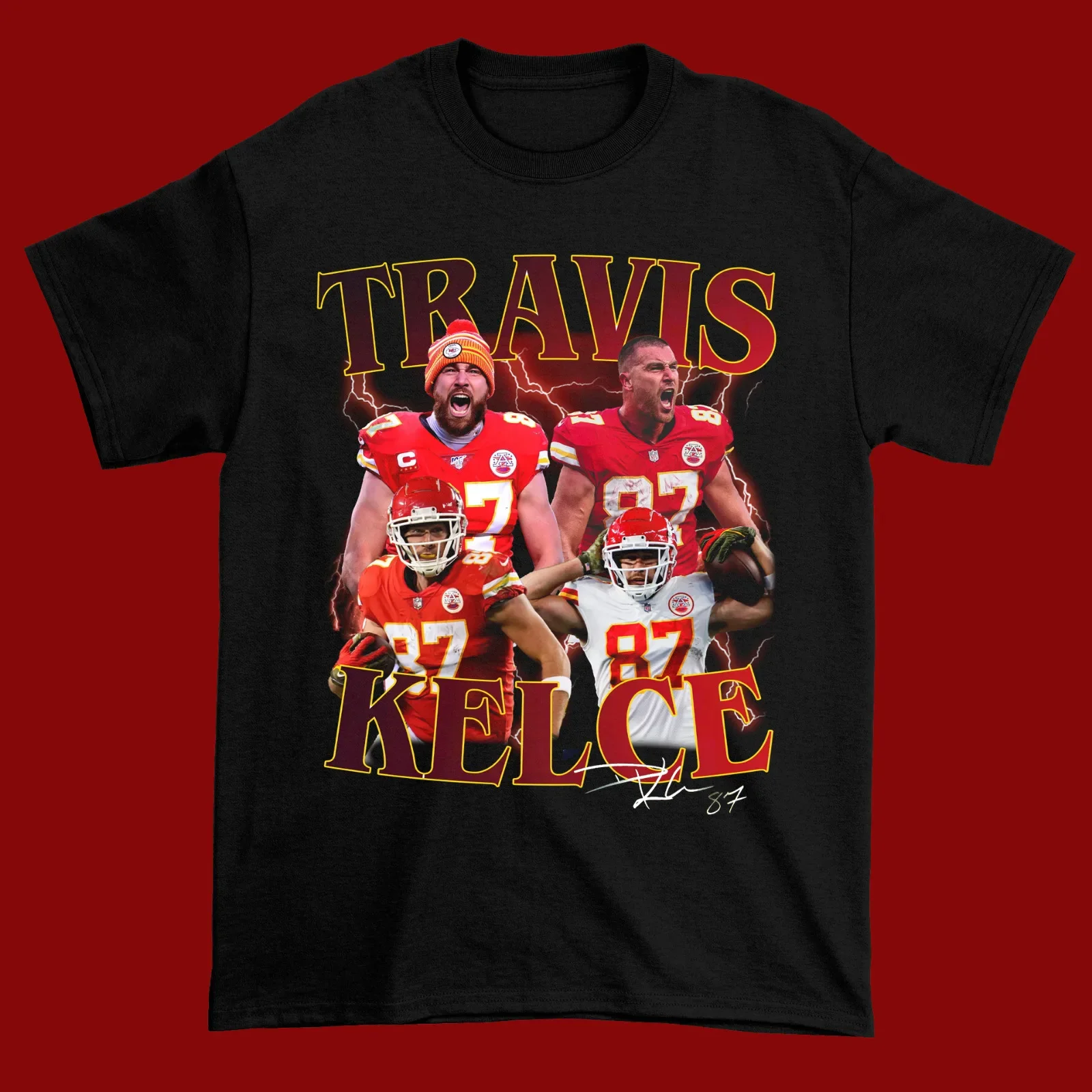 T-Shirt Travis Kelce Signature Football First, Noir, Toutes Tailles