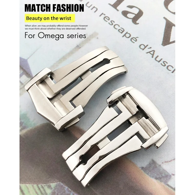 Deployment Watch Buckle Folding Clasp 16mm 18mm 20mm for Omega  Strap Rubber Band 316L Steel Black Silver Accessories