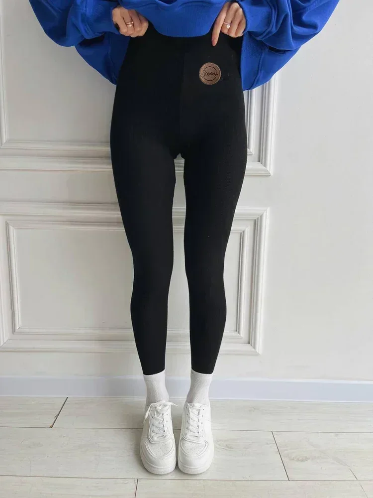 Mallas ajustadas de terciopelo y algodón para mujer, Leggings elásticos térmicos de cintura alta, gruesos y cálidos, Invierno