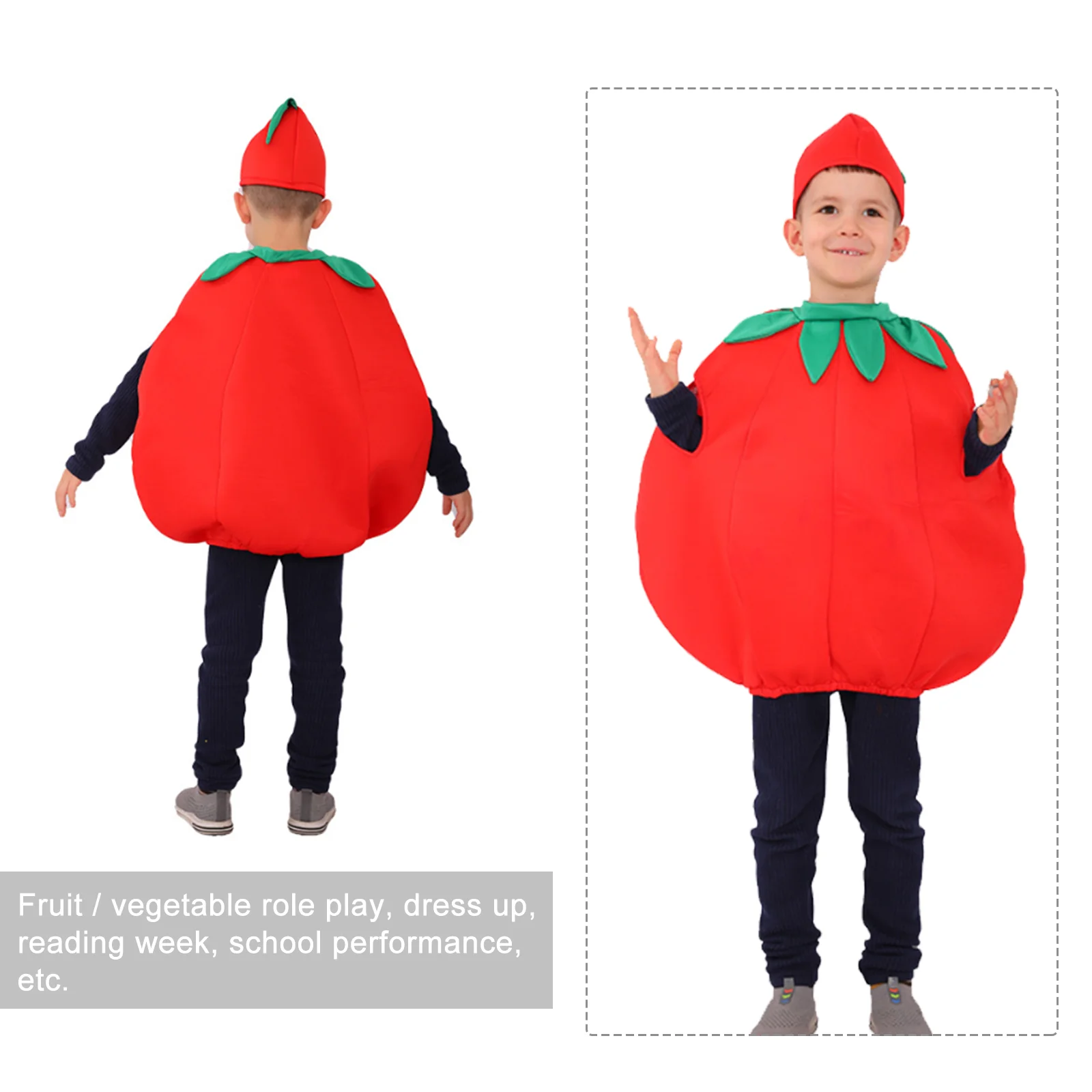 Tomato Kids Clothes Hats Stage Cosplay Costumes Performance Clothing Child Festival Fruit Vegetables Kit