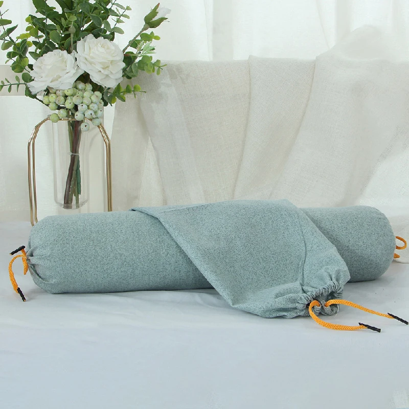 Funda de almohada cilíndrica con diseño de doble cordón, cubierta de cojín para cama, sofá, cuello, espalda, soporte para la cintura, caramelo
